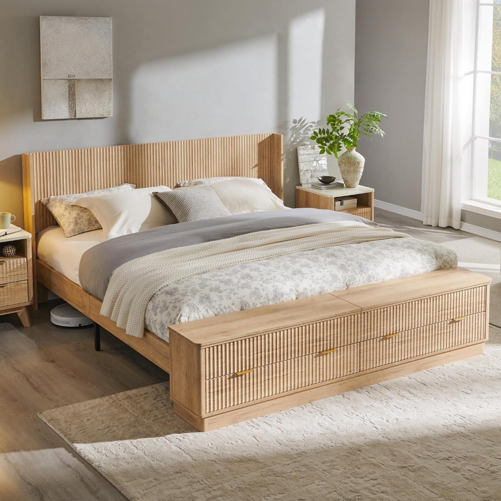 King Size Bed Frame With Storage Drawers - King Size Bed Frame with Storage