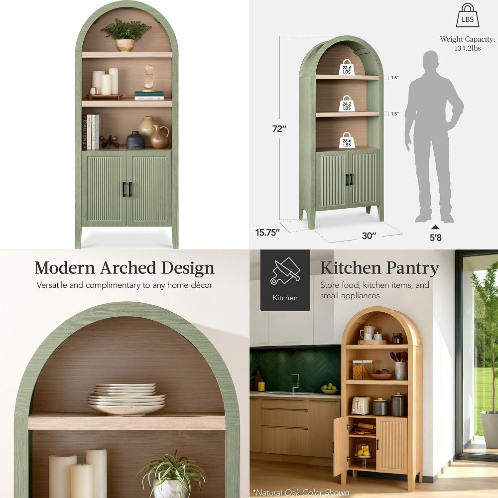 Storage - 71 Tall Arched Kitchen Pantry, Modern