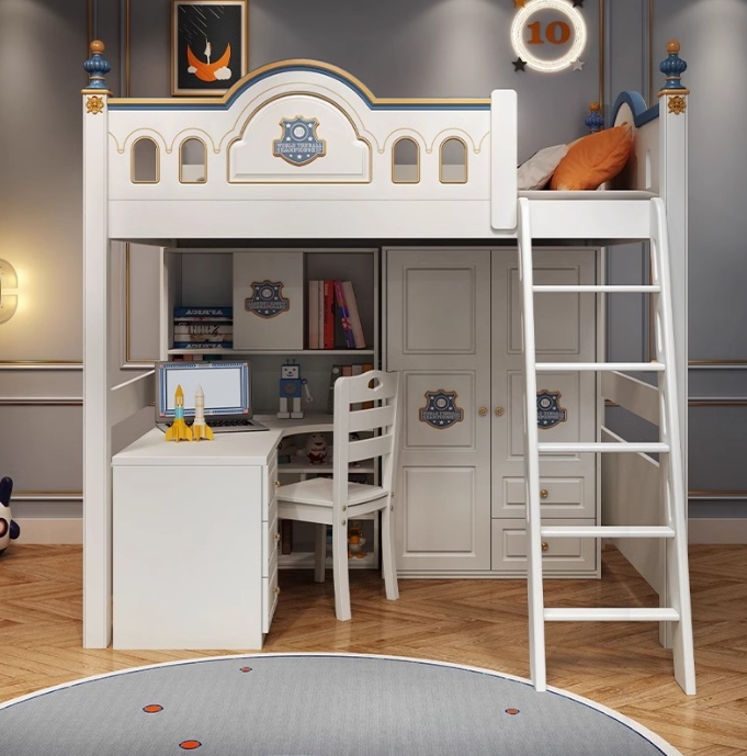 Bunk Bed With Stairs And Slide - ！@Kids Princess Room Wood Castle Double