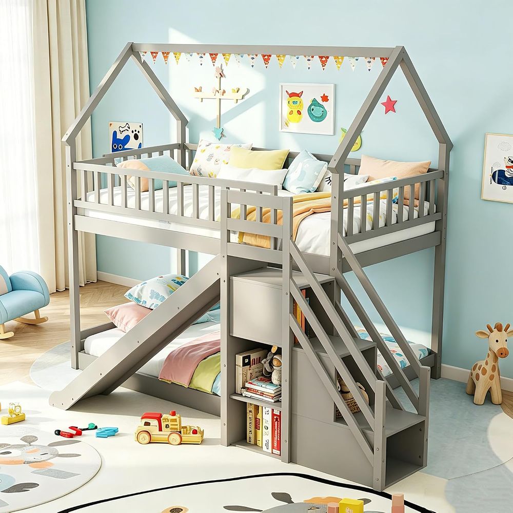 Bunk Bed With Stairs And Slide - Twin Over Twin Bunk Bed with