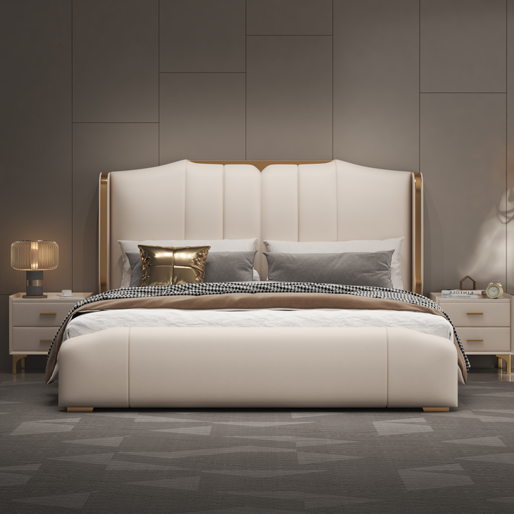 King Size Bed Frame With Storage Drawers - Modern Luxury Wooden Bedroom Furniture Soft