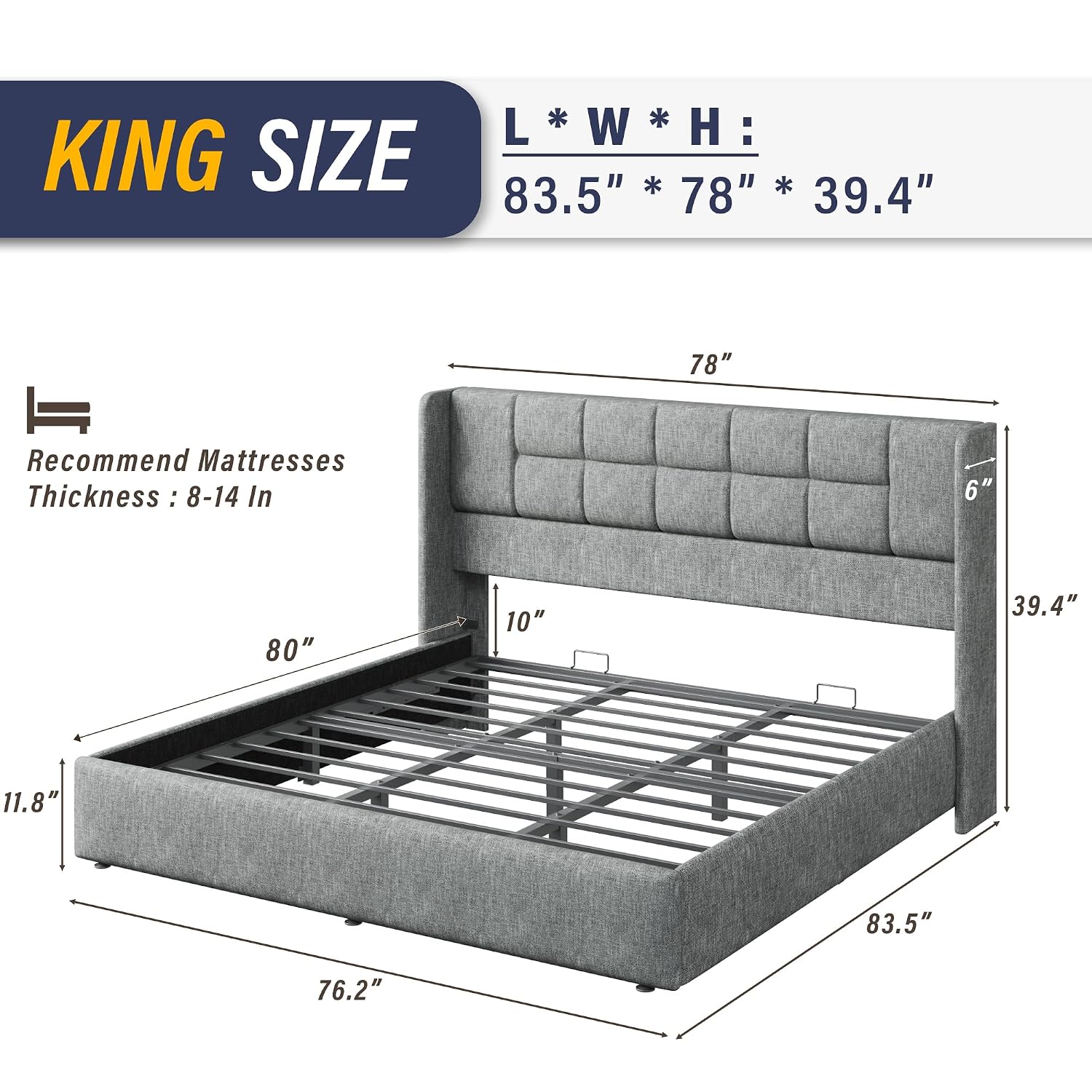 Gas Lift Storage Bed Hydraulic - King Bed Frame Hydraulic Gas Lift