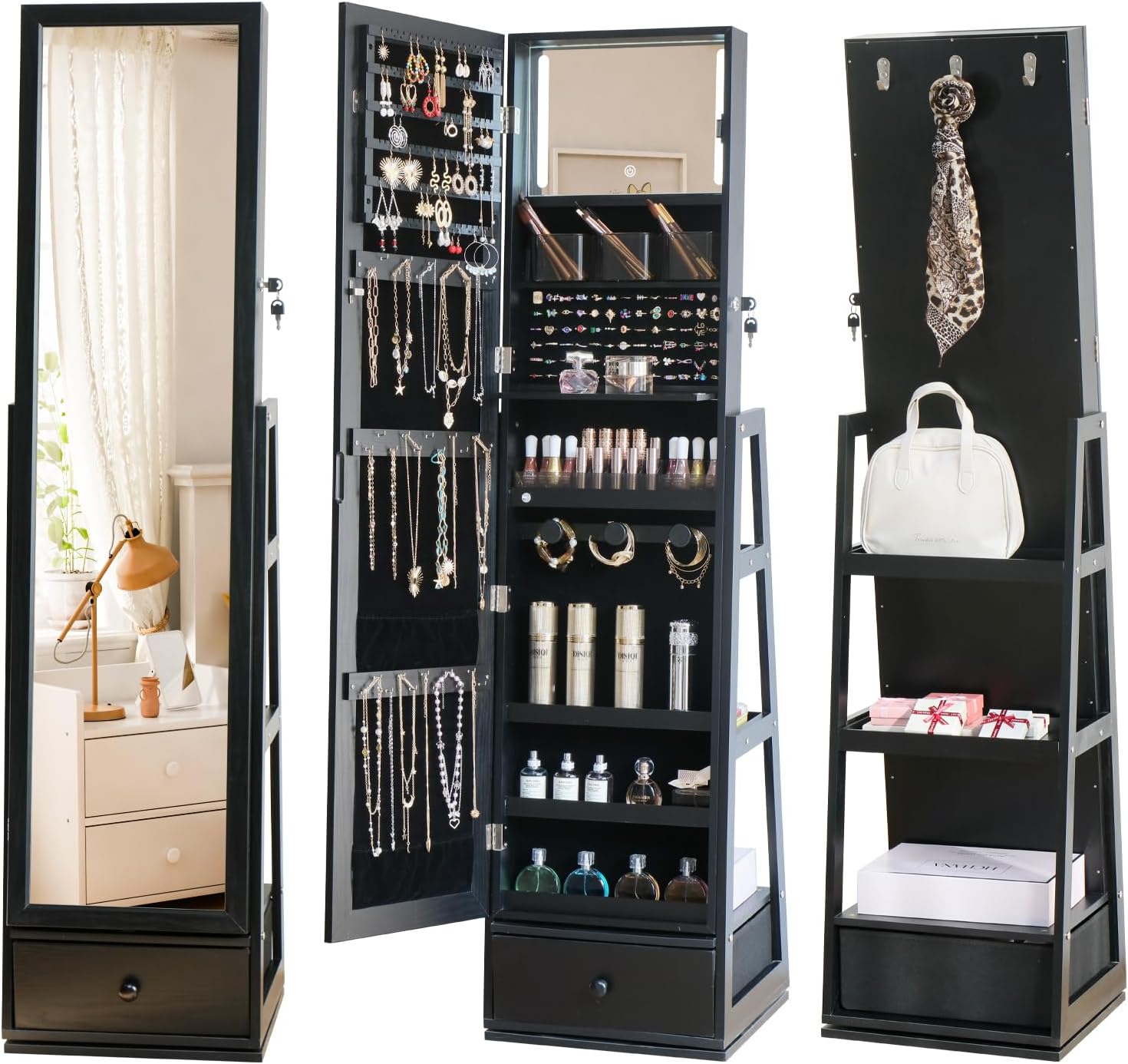 Full Length Mirror Jewelry Armoire - Full Length Standing Jewelry Cabinet Built