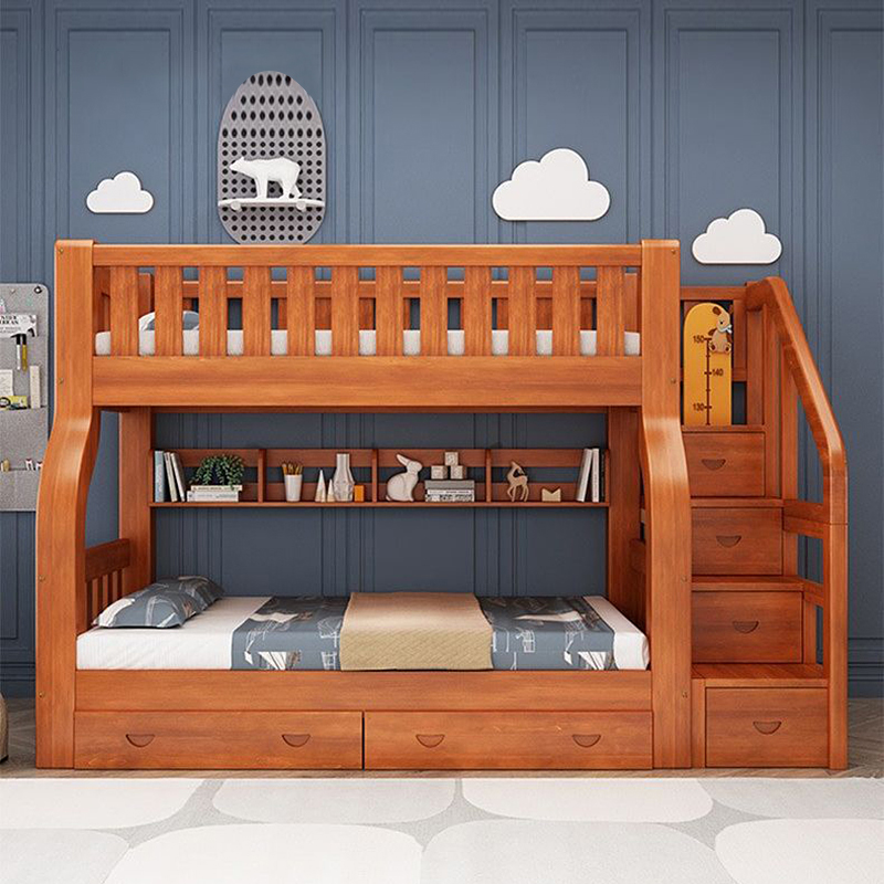 Bunk Bed With Stairs And Slide - ko- Girls Adults Solid Wood Frame