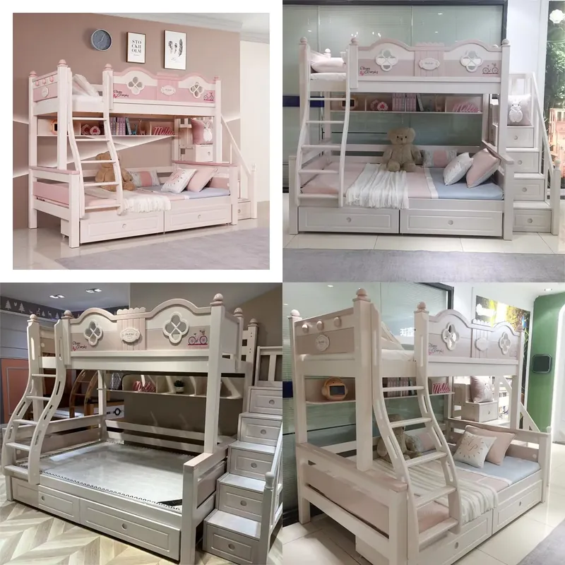Bunk Bed With Stairs And Slide - Modern Luxury Princess Kids Bunk Bed