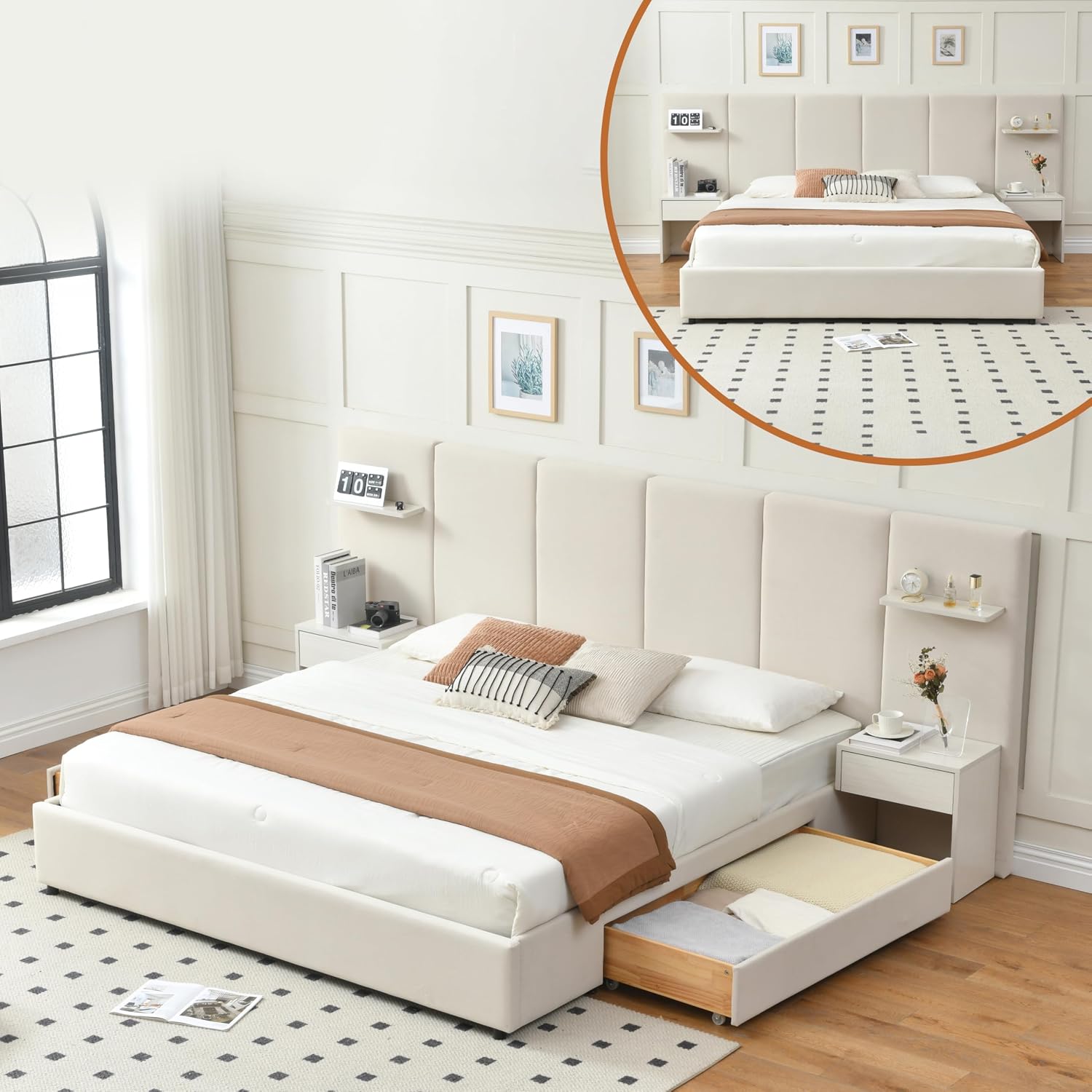 King Size Bed Frame With Storage Drawers - King Size Bed Frame with Storage