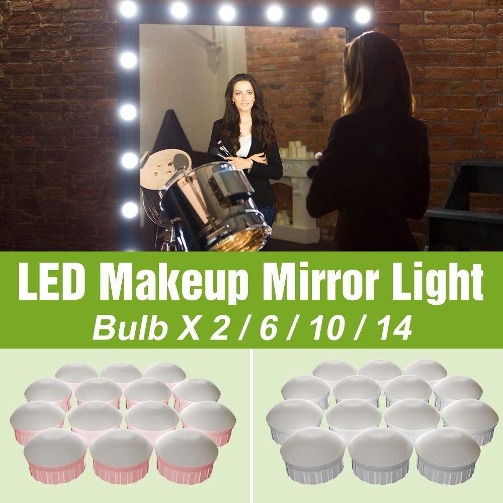 Dressing Table Vanity With Lighted Mirror - LED Makeup Mirror Light Bulb 5V