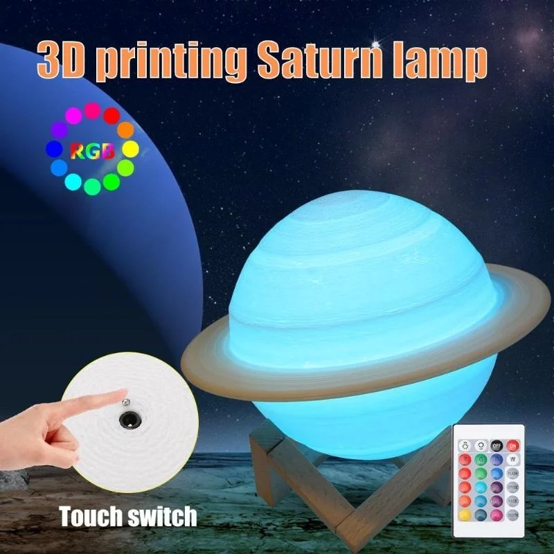 Floating Nightstand With Led Light - LED Night Light 3D Print Saturn