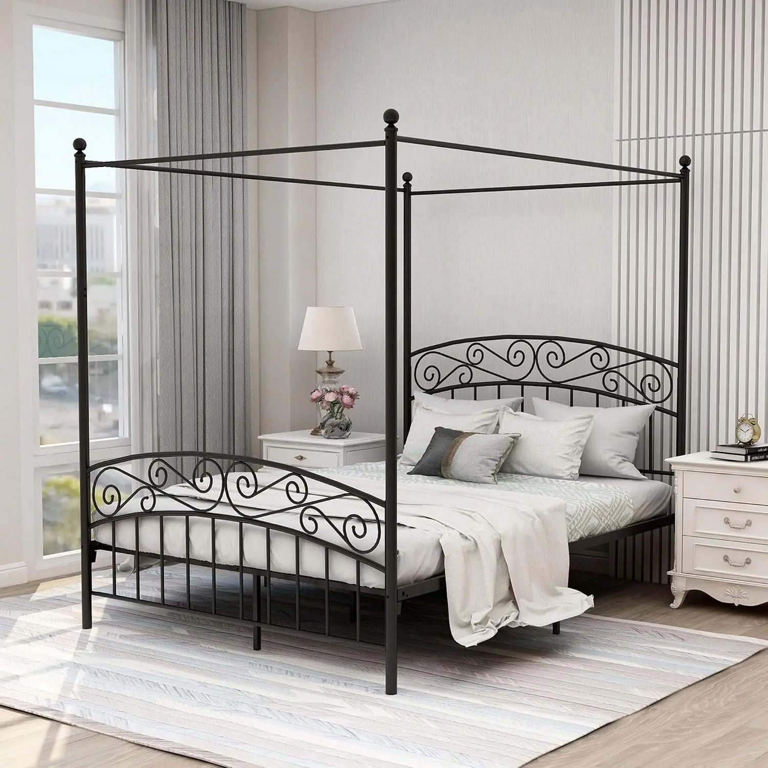 Canopy Bed Frame Metal Queen - Queen Size Canopy Bed Frame Four-Poster