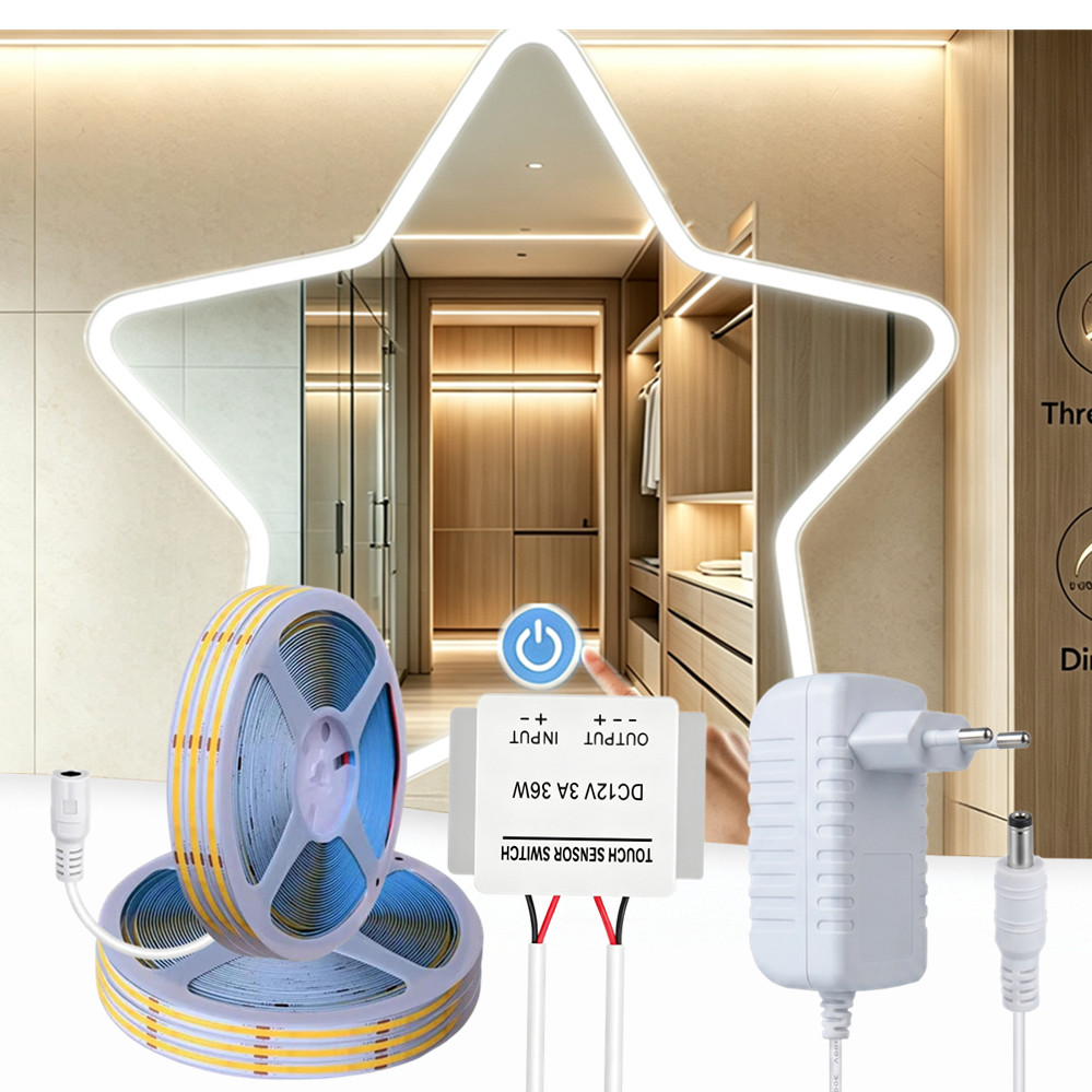 Dressing Table Vanity With Lighted Mirror - Dimmable Touch Control Bathroom Makeup Mirror