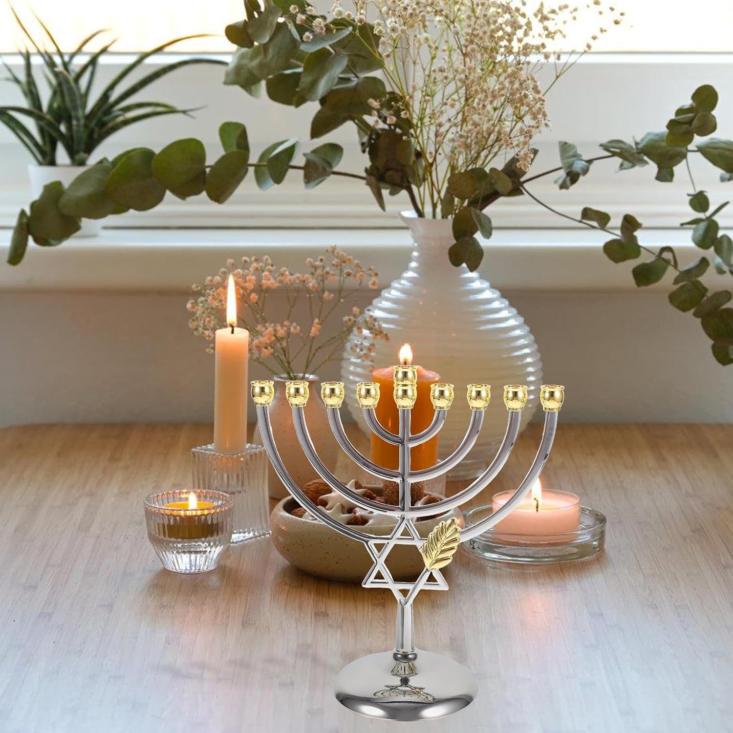 Tables - 9 Branch Hanukkah Menorah Metal Chanukah