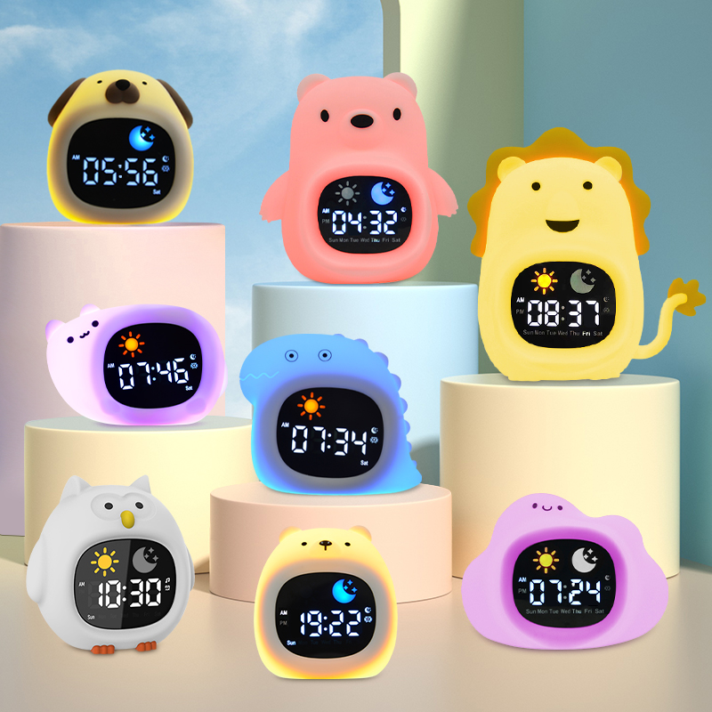 Floating Nightstand With Led Light - Night Light Clock Cat Baby Sleeping
