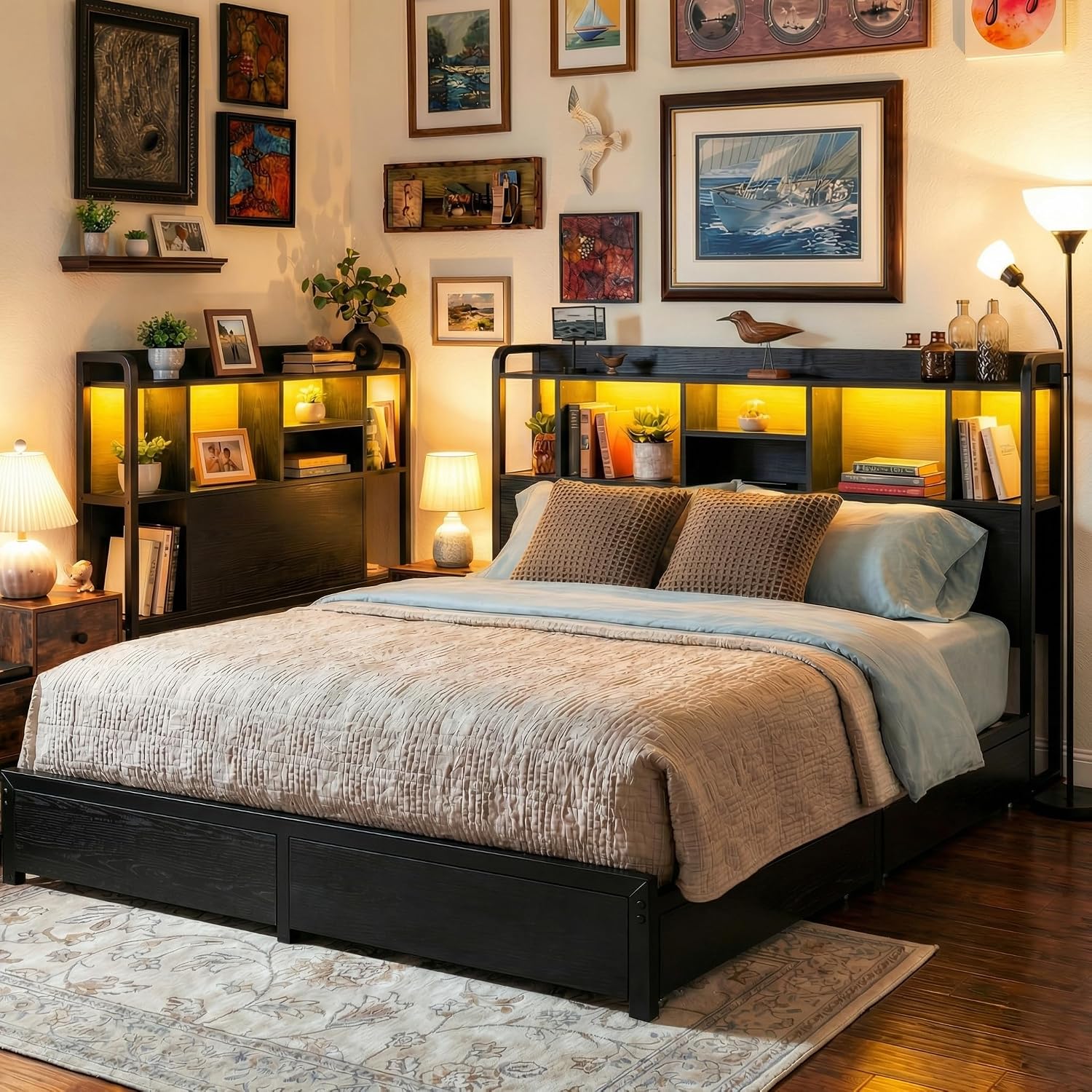 King Size Bed Frame With Storage Drawers - King Size Bed Frame Storage Headboard
