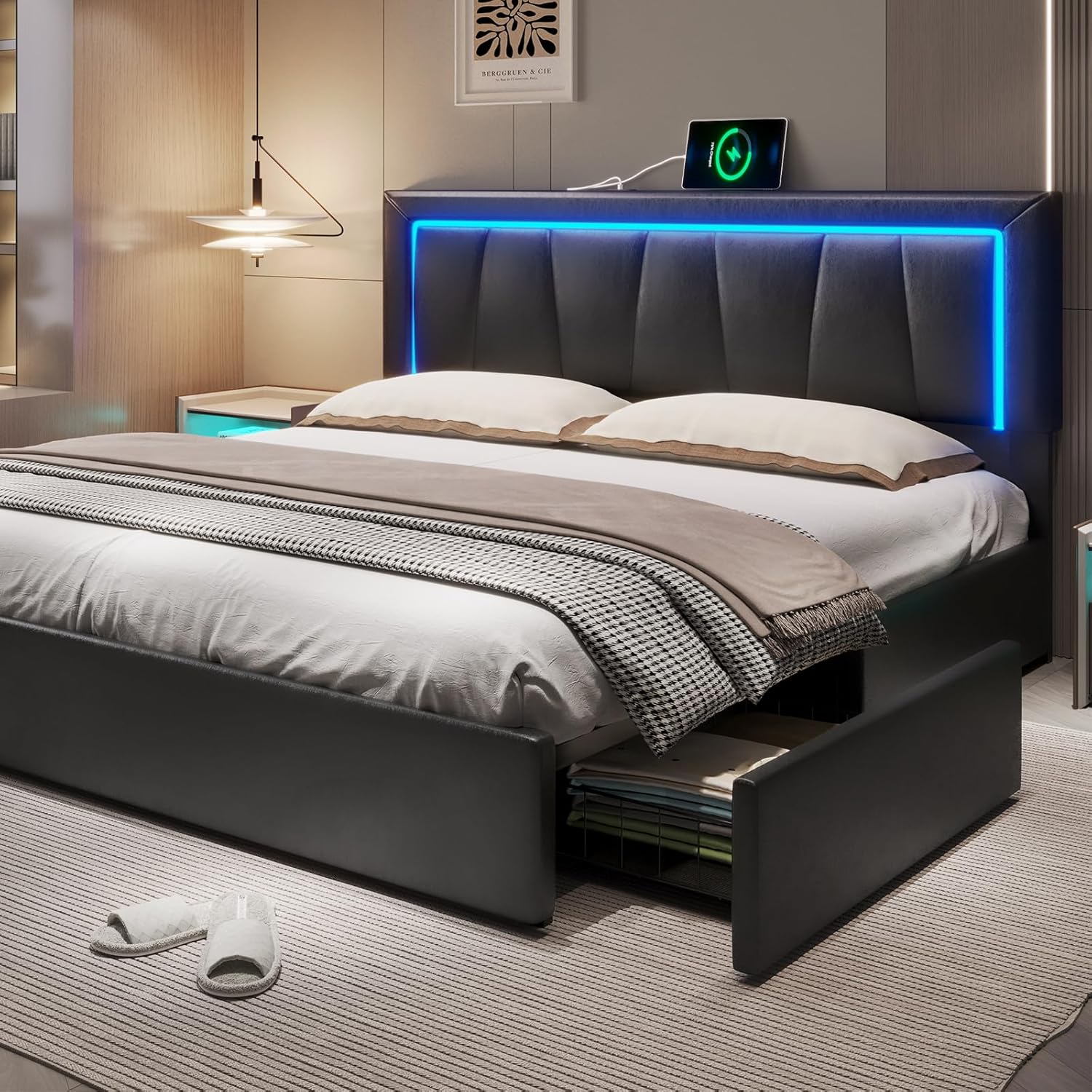 King Size Bed Frame With Storage Drawers - California King Bed Frame with 4