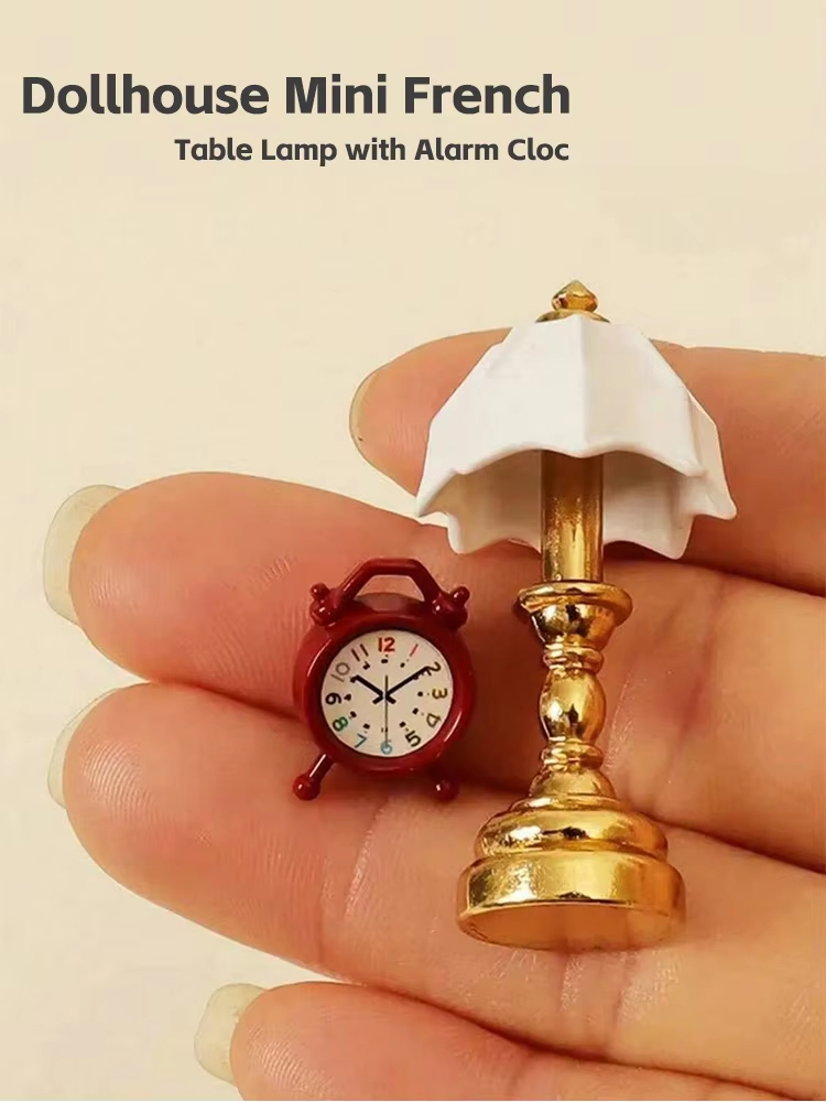 Bedroom Furniture - Dollhouse Mini French Table Lamp with