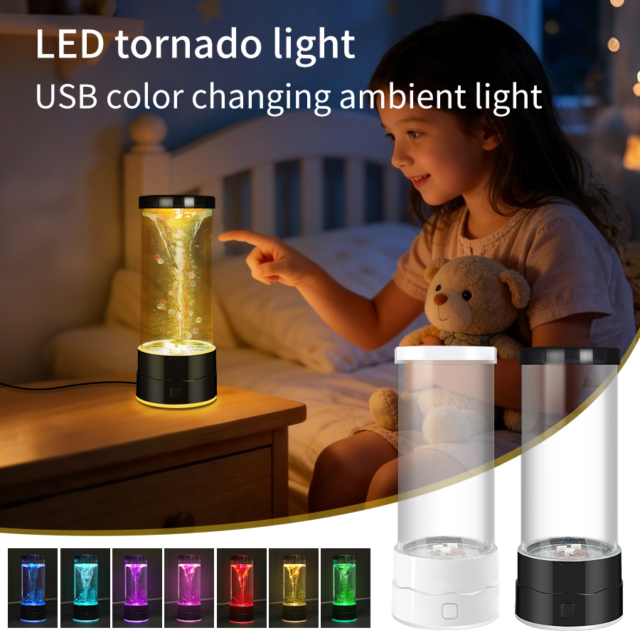 Floating Nightstand With Led Light - Creative LED Tornado Night Light USB