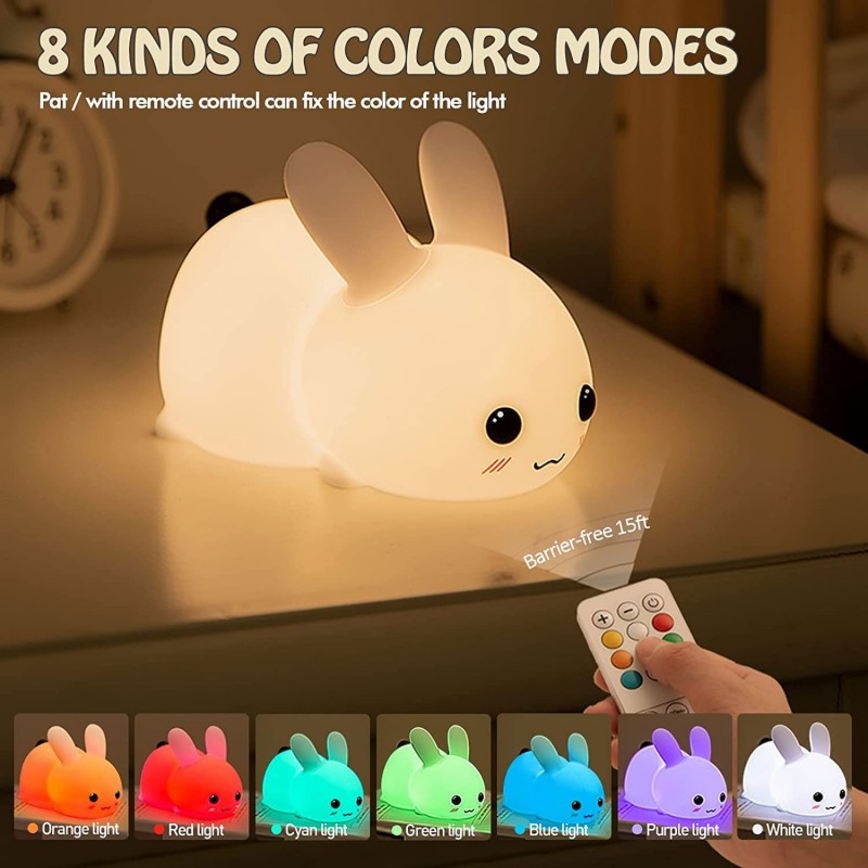 Floating Nightstand With Led Light - LED Rabbit Night Light Remote Control