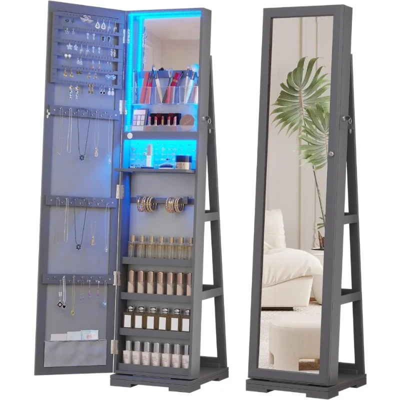Full Length Mirror Jewelry Armoire - LED Jewelry Armoire with Full Length