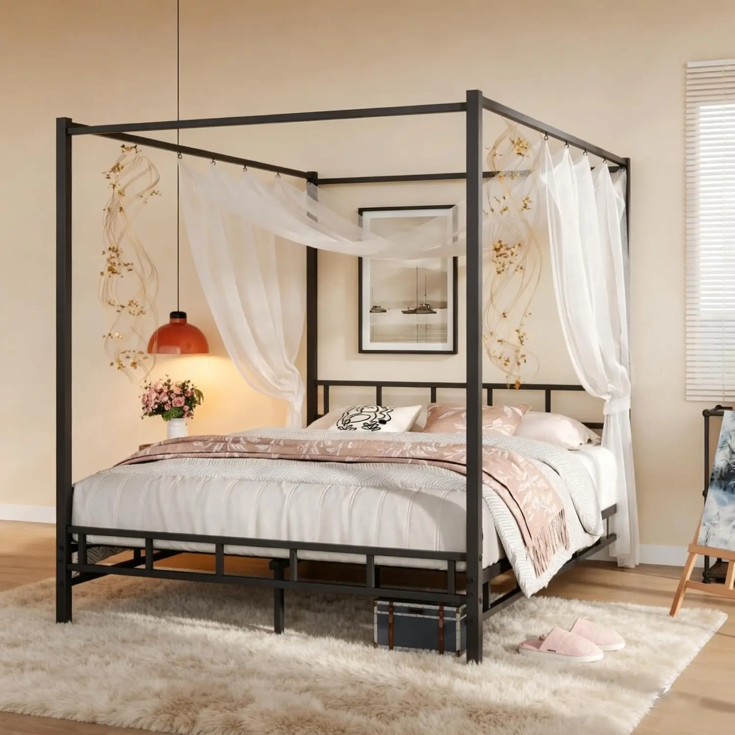 Canopy Bed Frame Metal Queen - Metal Canopy Bed Frame Queen Size,