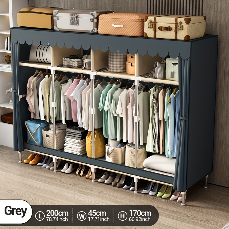 Wardrobe Closet Portable Fabric Cover - Metal Frame Portable Closet Organizer with