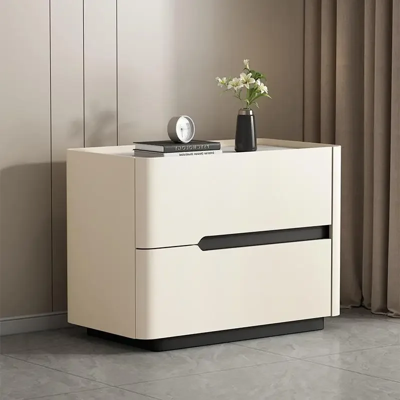 Solid Wood Nightstand 2 Drawers - Nordic Modern Night Table Storage Aesthetic