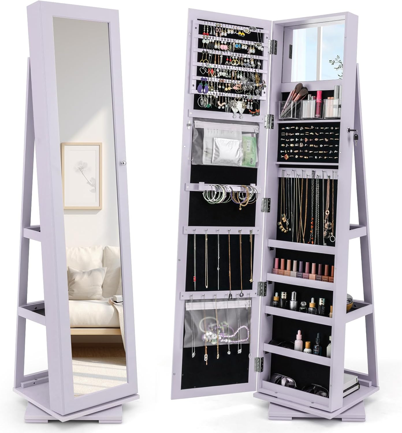 Full Length Mirror Jewelry Armoire - 360 Swivel Jewelry Armoire Full Length