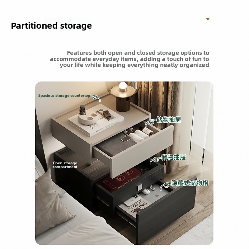 Tables - Minimalist Bedside Table with Hidden Compartment