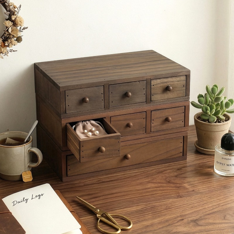 Storage - Wooden Desktop Storage Box Monitor Heightening
