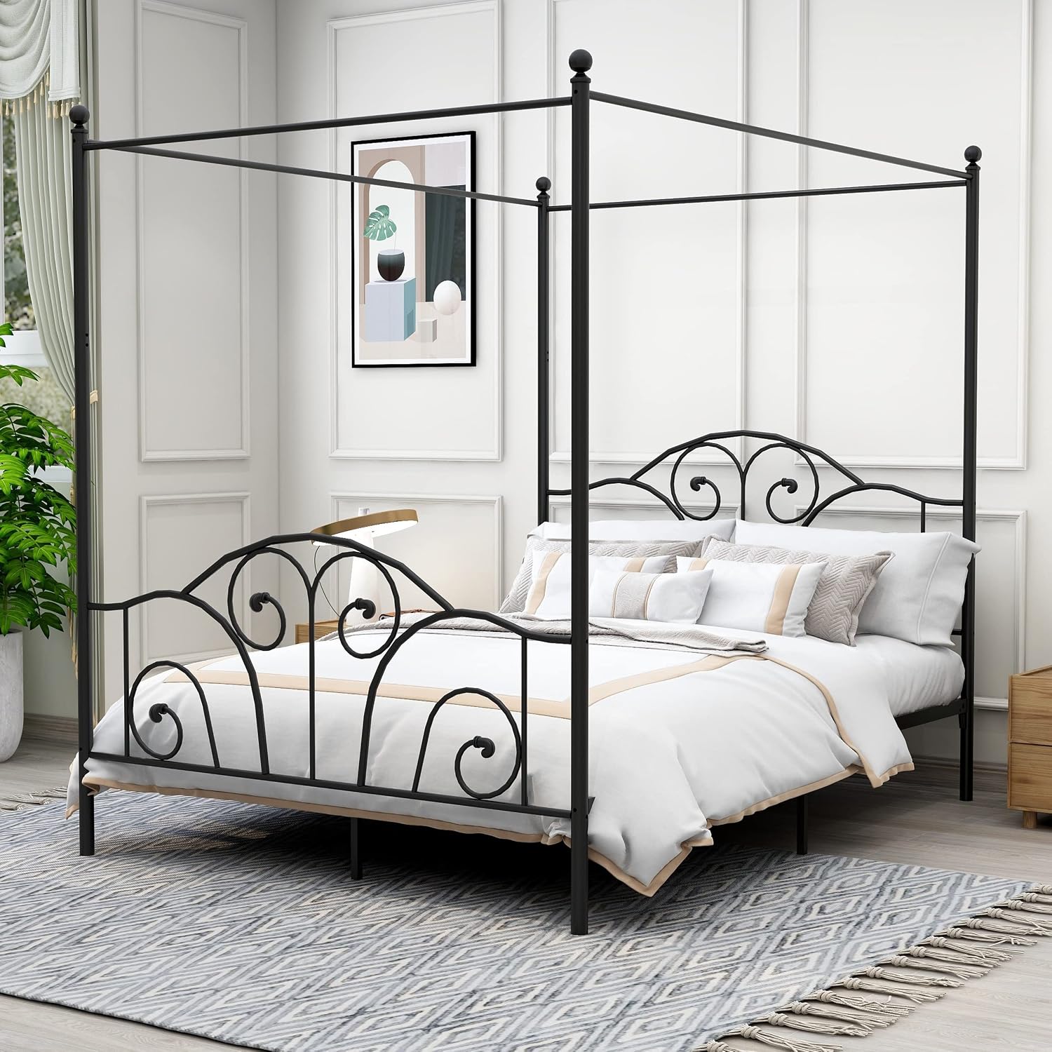 Queen Size Metal Canopy Bed Fr - Canopy Bed Frame Metal Queen review and price
