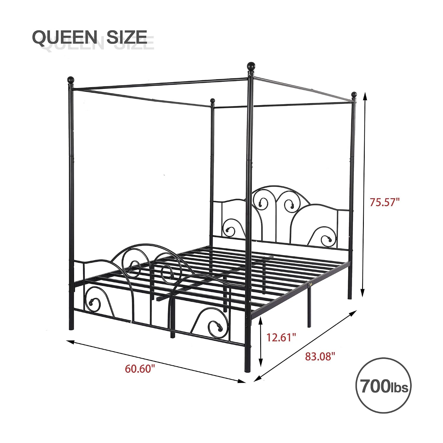 Queen Size Metal Canopy Bed Fr - Canopy Bed Frame Metal Queen review and price