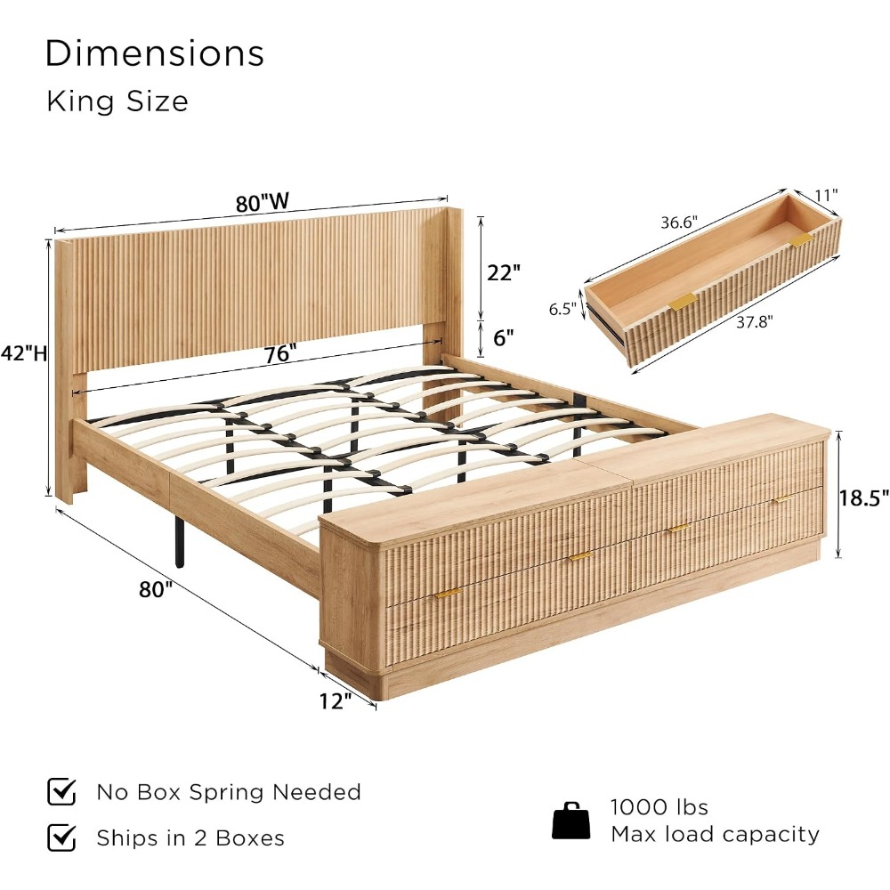 King Size Bed Frame with Stora - King Size Bed Frame With Storage Drawers review and price