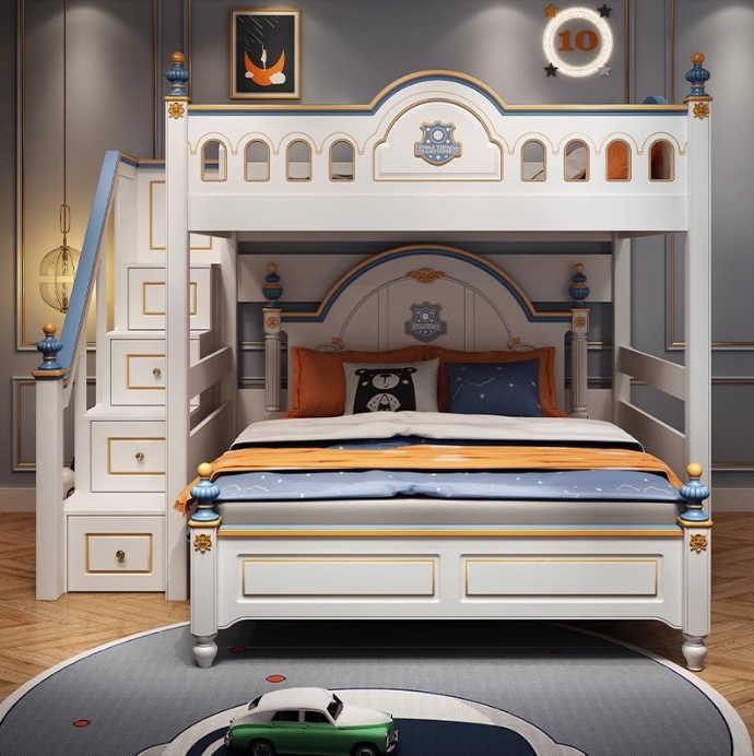 ！@Kids Princess Room Wood Cast - Bunk Bed With Stairs And Slide review and price