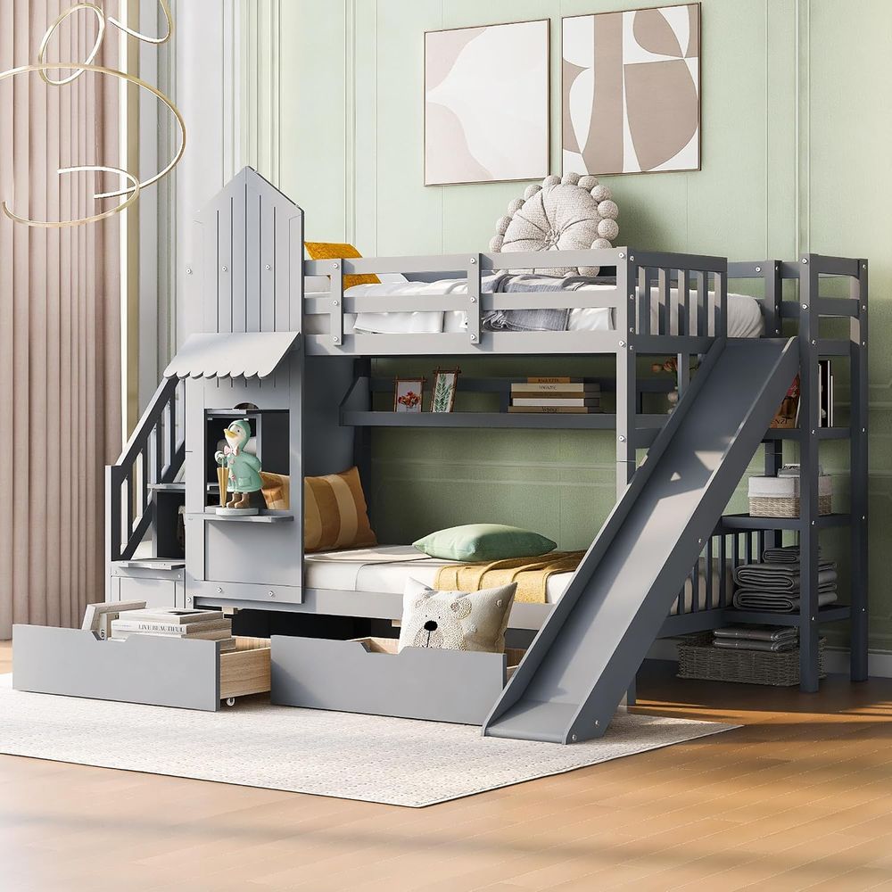 emave Kids Bunk Bed with Stair - Bunk Bed With Stairs And Slide review and price