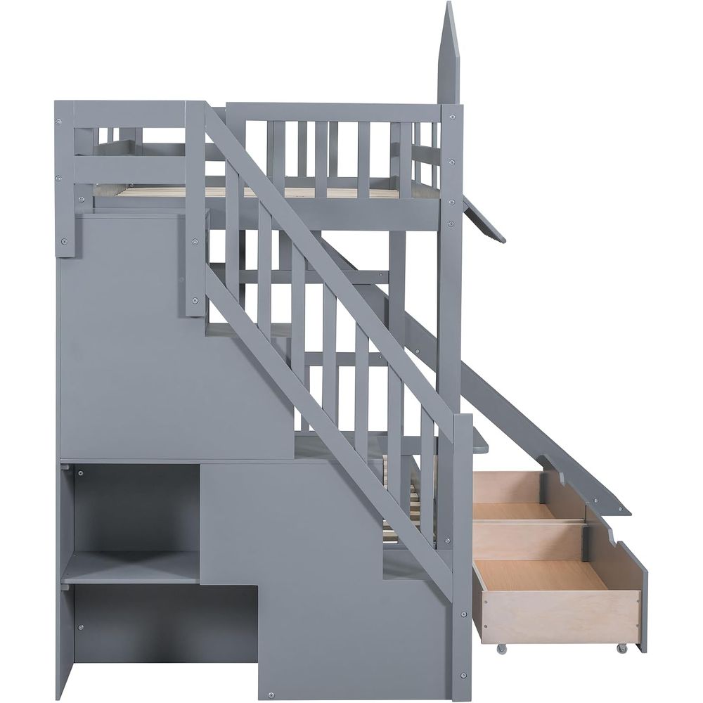 emave Kids Bunk Bed with Stair - Bunk Bed With Stairs And Slide review and price
