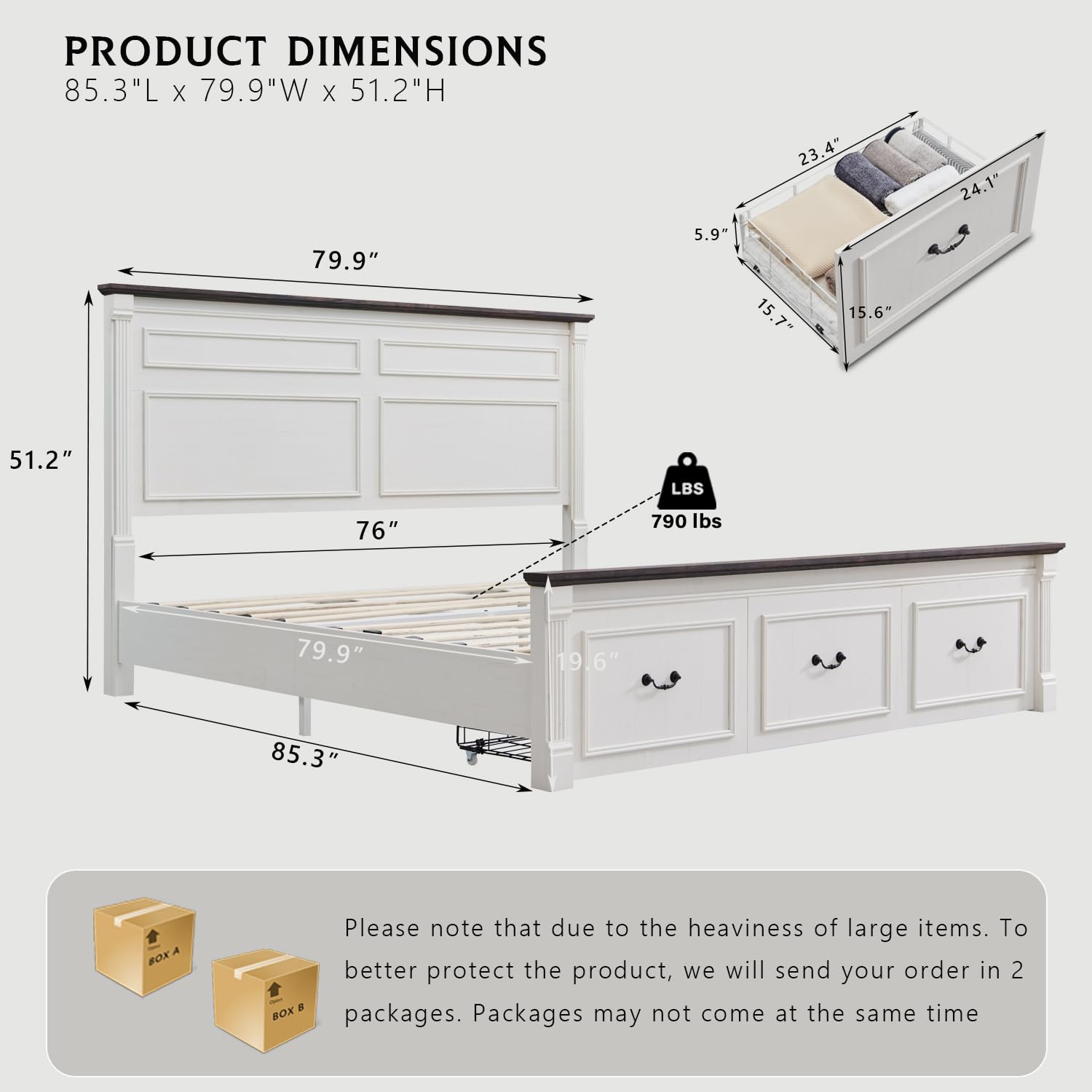 Farmhouse King Size Bed Frame  - King Size Bed Frame With Storage Drawers review and price