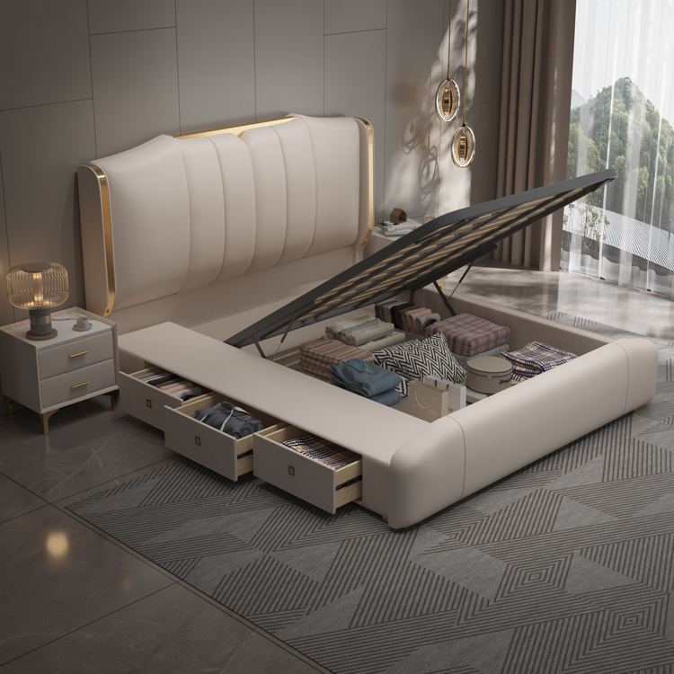 Modern Luxury Wooden Bedroom F - King Size Bed Frame With Storage Drawers review and price