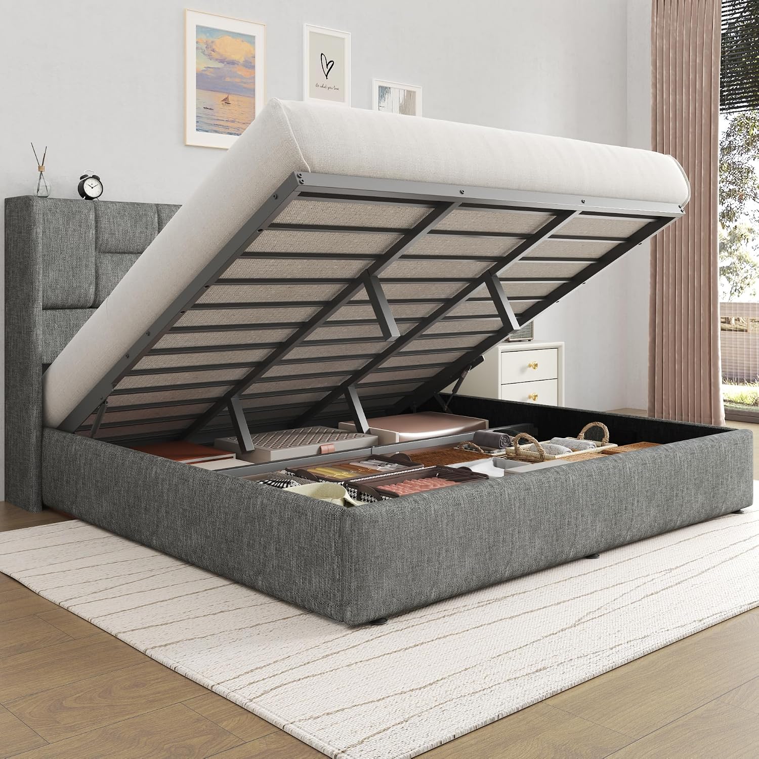 King Bed Frame Hydraulic Gas L - Gas Lift Storage Bed Hydraulic review and price