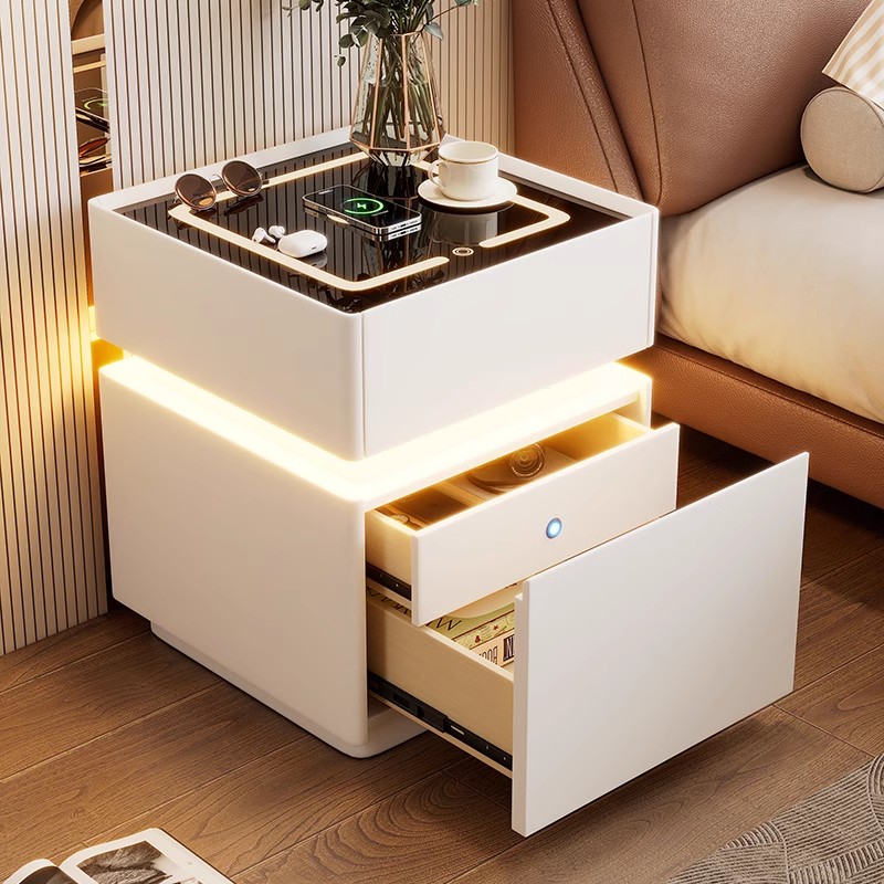 Intelligent Bedside Table with - Solid Wood Nightstand 2 Drawers review and price