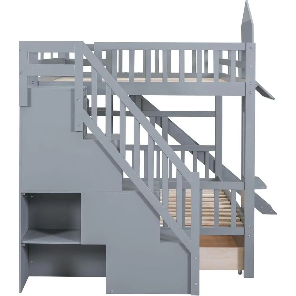 Full-Size Over Full Bunk Bed w - Bunk Bed With Stairs And Slide review and price