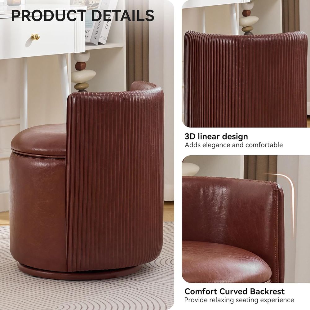 Brown Leather Vanity Chair wit - Bedroom Furniture review and price