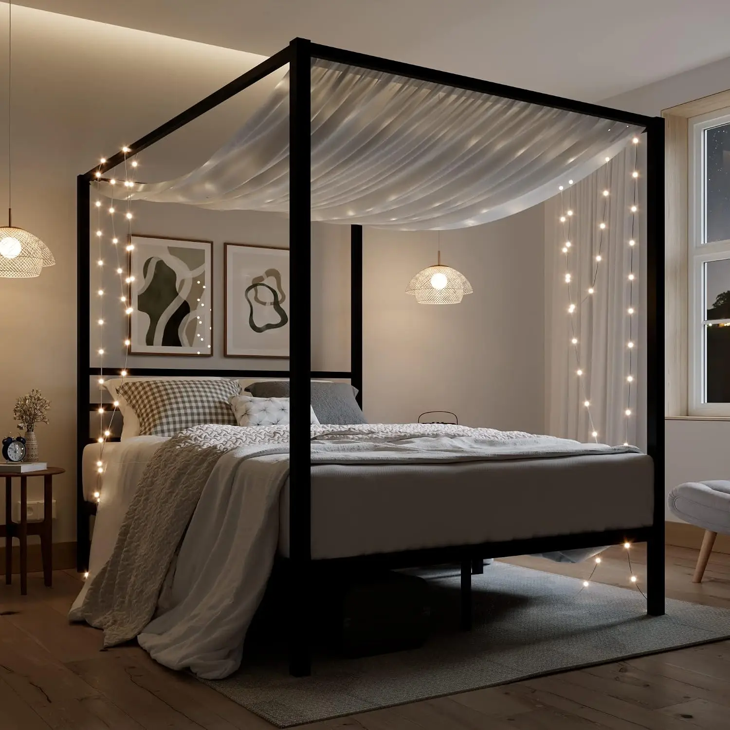 Queen Size Metal Canopy Bed Fr - Canopy Bed Frame Metal Queen review and price