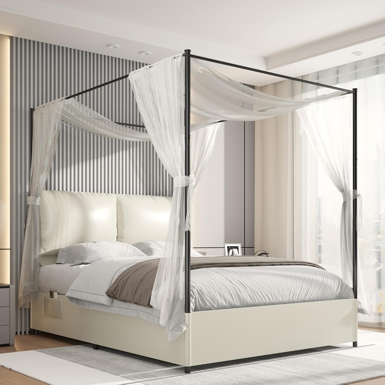 Queen Canopy Bed Frame Upholst - Canopy Bed Frame Metal Queen review and price