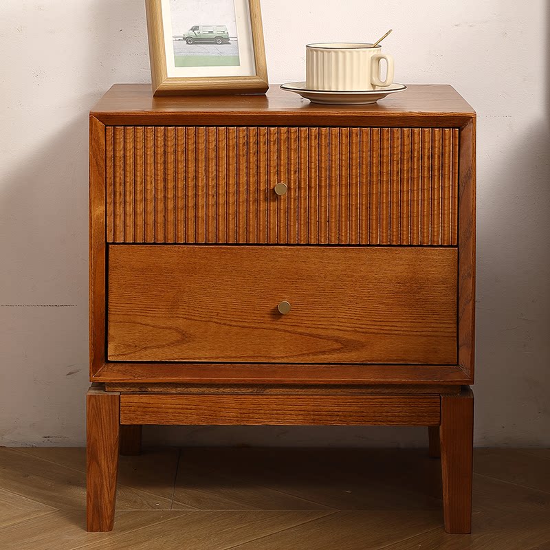 Retro Solid Wood Nightstands,F - Solid Wood Nightstand 2 Drawers review and price
