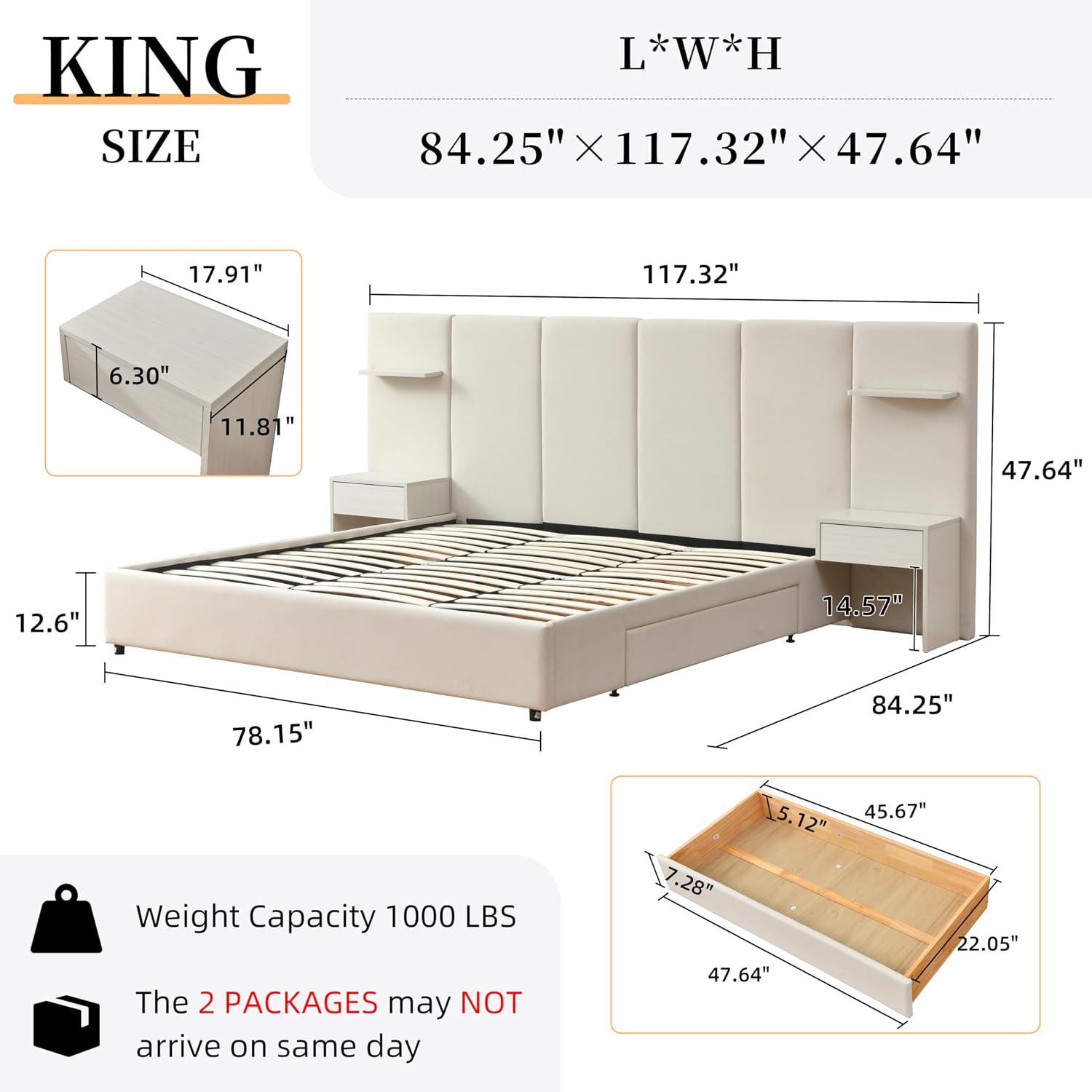 King Size Bed Frame with Stora - King Size Bed Frame With Storage Drawers review and price