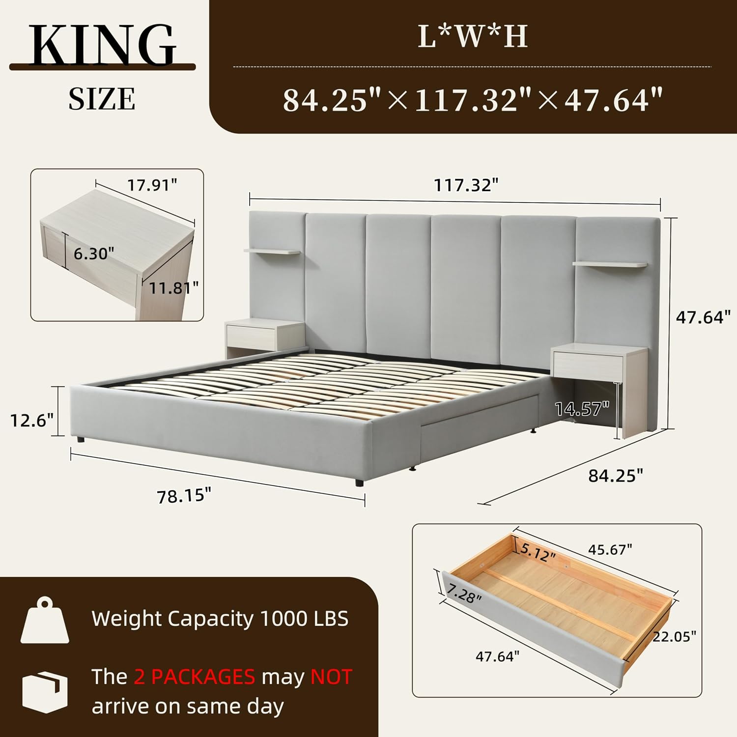 King Size Bed Frame with Stora - King Size Bed Frame With Storage Drawers review and price