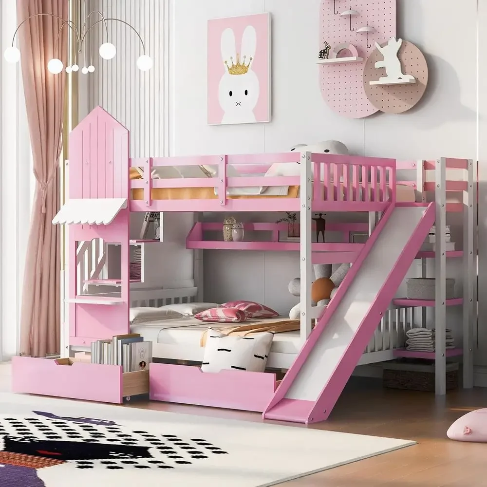 Kids Bunk Bed with Stairs, Sli - Bunk Bed With Stairs And Slide review and price