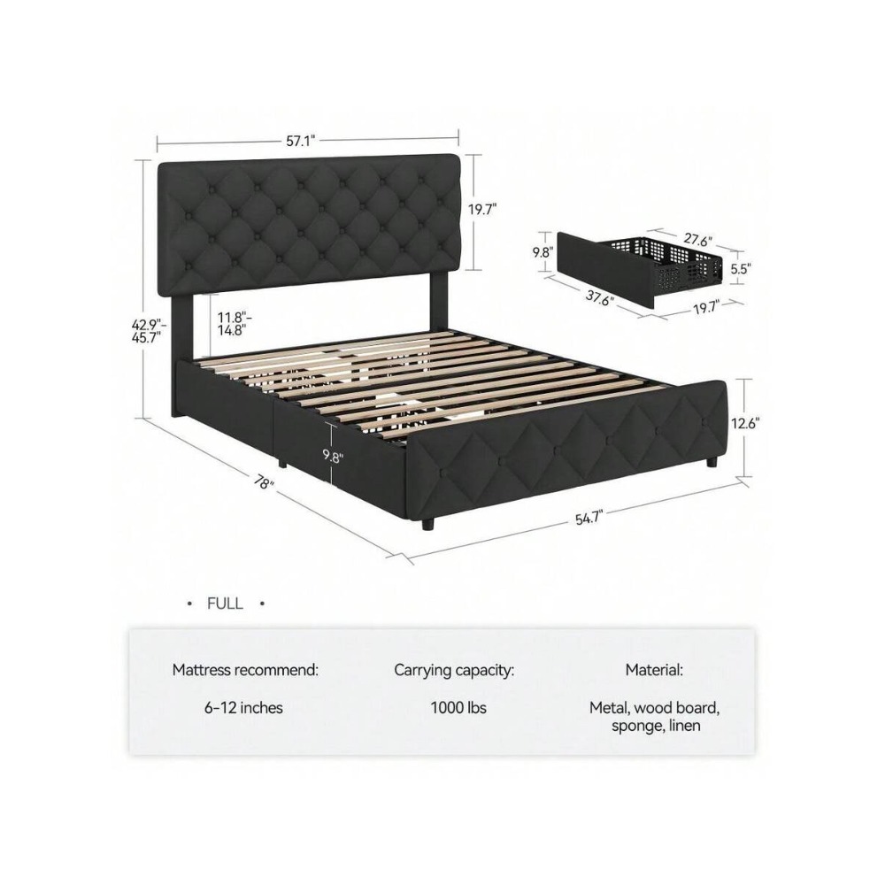 Full Queen King Size Bed Frame - King Size Bed Frame With Storage Drawers review and price