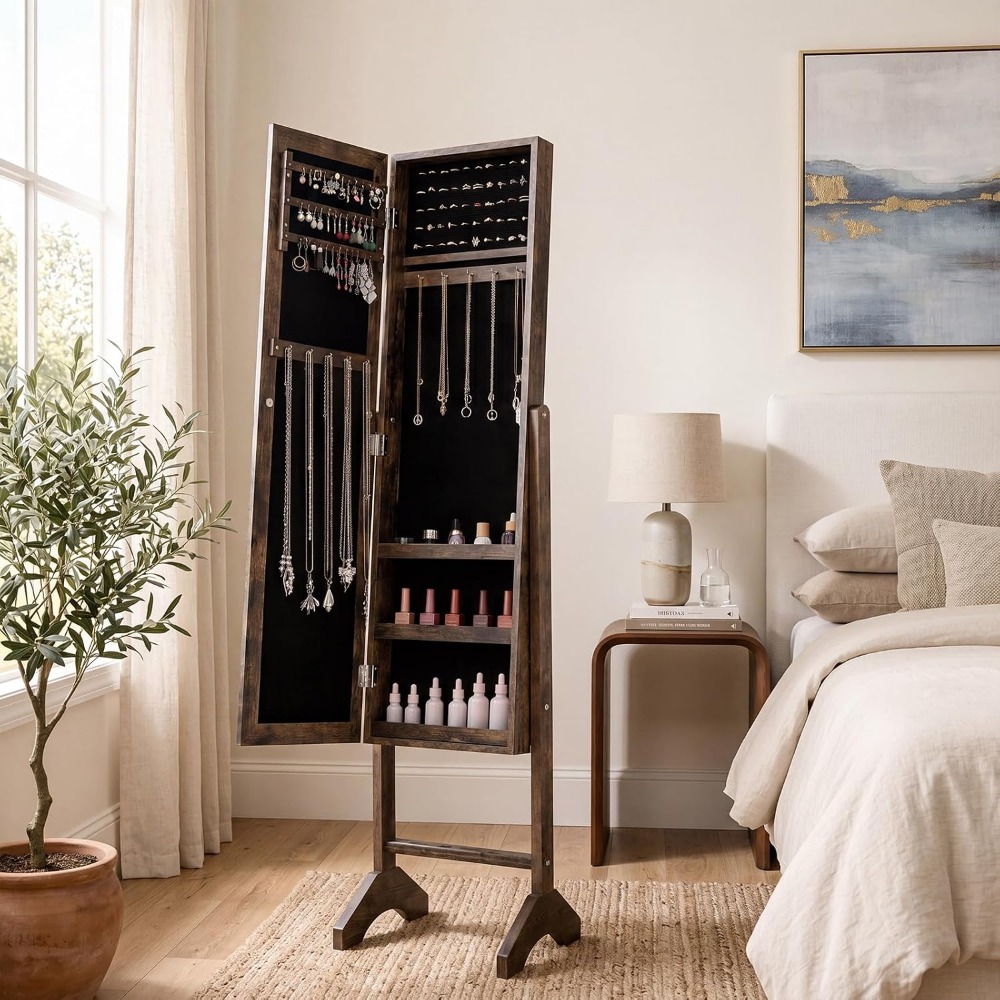 Jewelry Armoire with Full Leng - Full Length Mirror Jewelry Armoire review and price