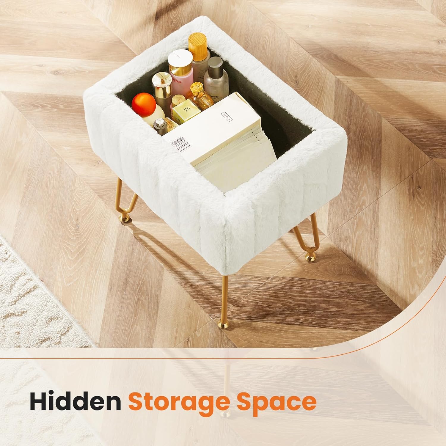 White Storage Vanity Stool, Fa - Bedroom Furniture review and price