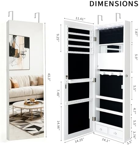 Lockable Jewelry Cabinet Organ - Full Length Mirror Jewelry Armoire review and price
